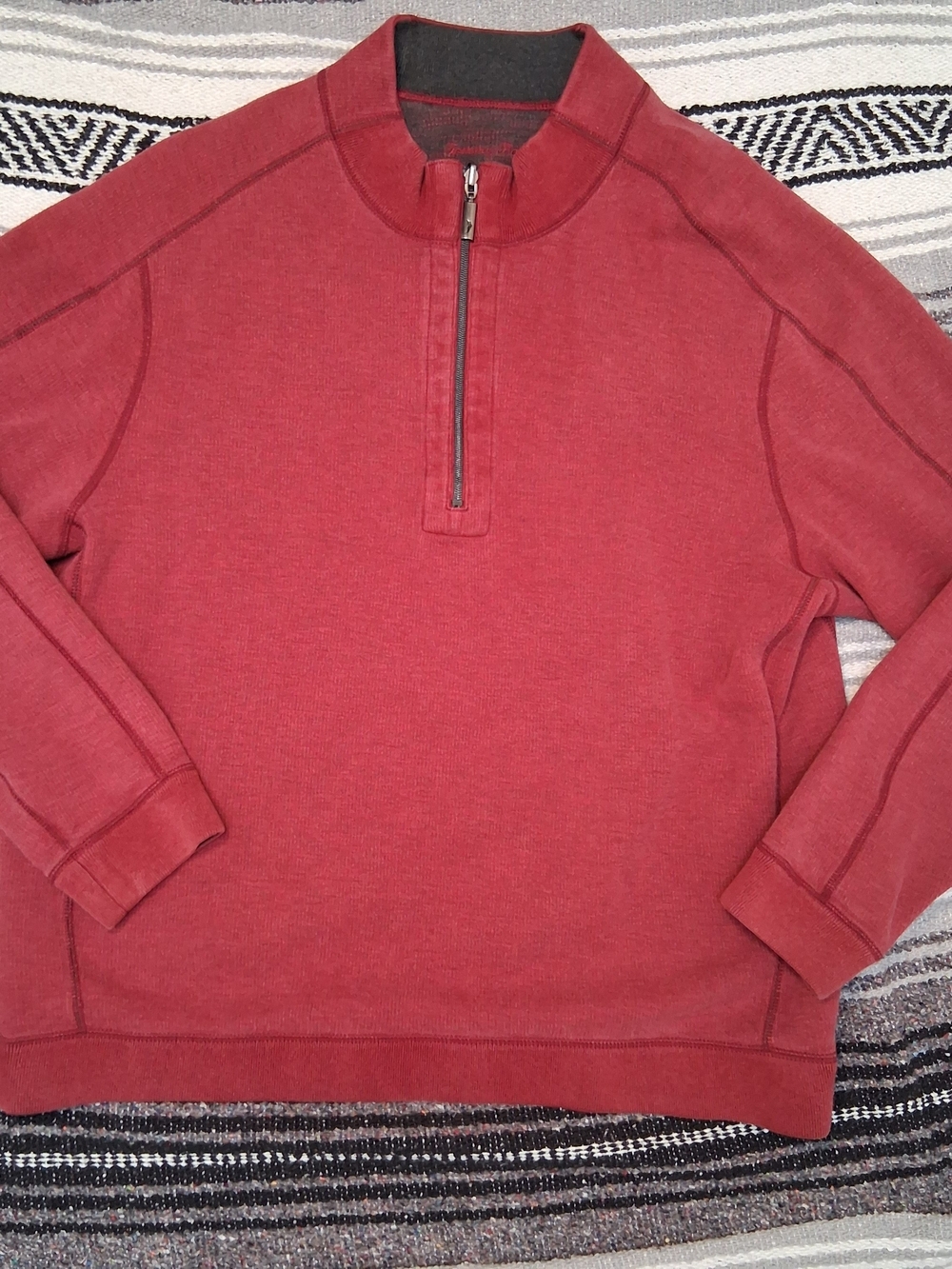 Tommy Bahama Men's Reversable Red Half-Zip Pullover Sweater